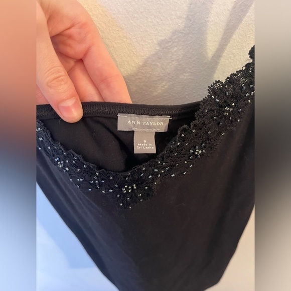 Y2K Ann Taylor Rhinestone Camisole Lace Black Size S - Picture 2 of 2